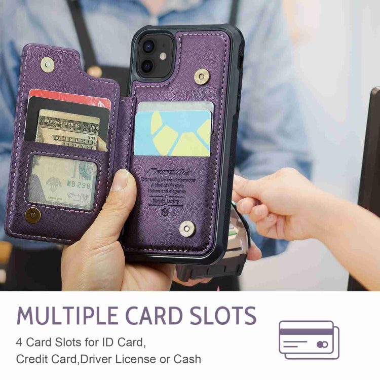 For iPhone 12 / 12 Pro CaseMe C22 Card Slots Holder RFID Anti-theft Phone Case(Purple) - HoMEdemic™ 