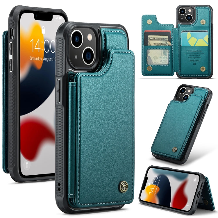 For iPhone 13 CaseMe C22 Card Slots Holder RFID Anti-theft Phone Case(Blue Green) - HoMEdemic™ 
