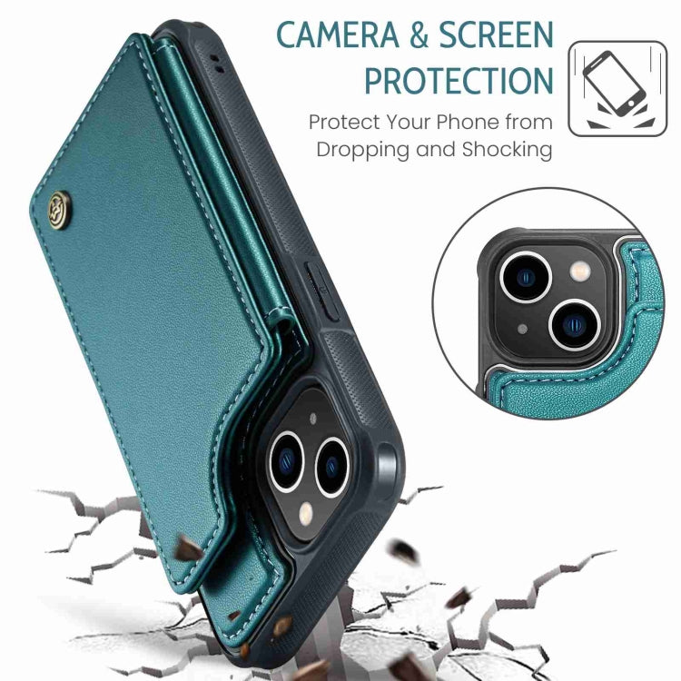 For iPhone 13 CaseMe C22 Card Slots Holder RFID Anti-theft Phone Case(Blue Green) - HoMEdemic™ 