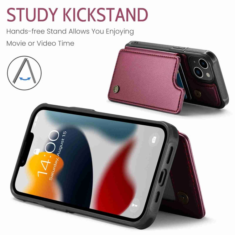 For iPhone 13 CaseMe C22 Card Slots Holder RFID Anti-theft Phone Case(Wine Red) - HoMEdemic™ 