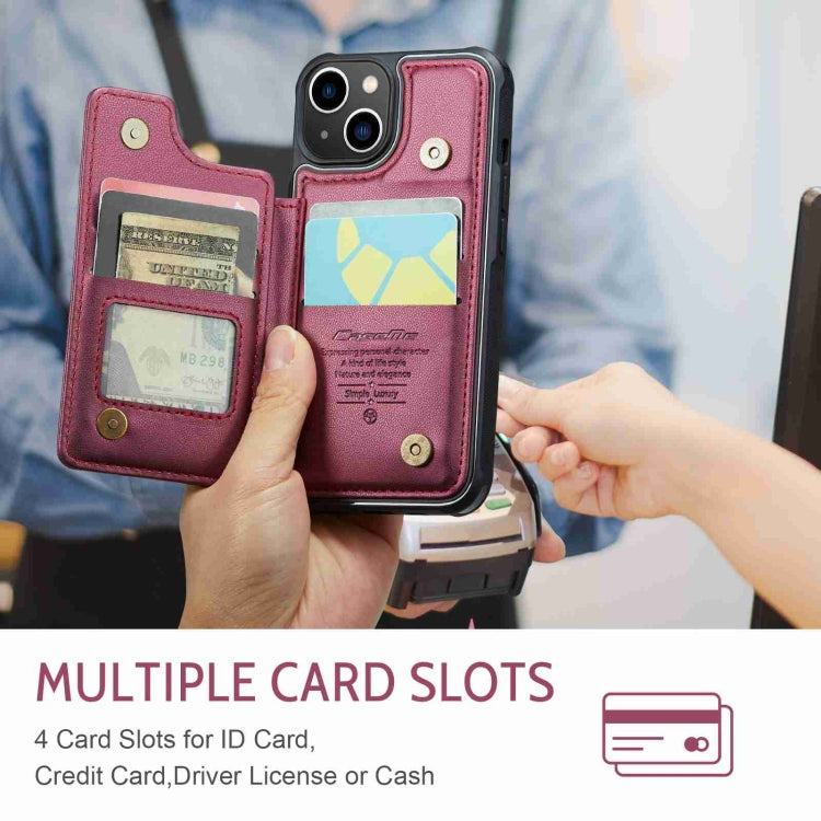 For iPhone 13 CaseMe C22 Card Slots Holder RFID Anti-theft Phone Case(Wine Red) - HoMEdemic™ 