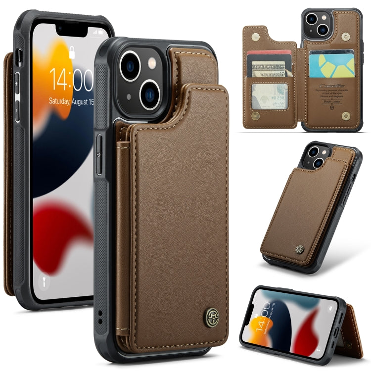 For iPhone 13 CaseMe C22 Card Slots Holder RFID Anti-theft Phone Case(Brown) - HoMEdemic™ 