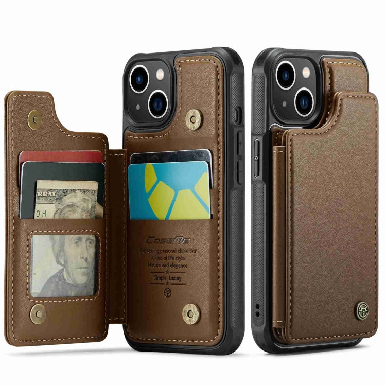 For iPhone 13 CaseMe C22 Card Slots Holder RFID Anti-theft Phone Case(Brown) - HoMEdemic™ 
