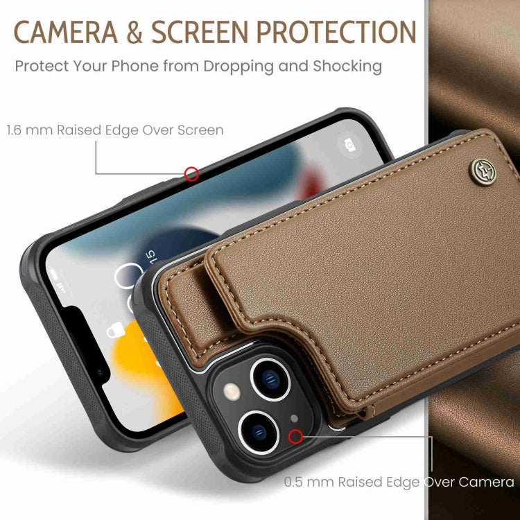 For iPhone 13 CaseMe C22 Card Slots Holder RFID Anti-theft Phone Case(Brown) - HoMEdemic™ 