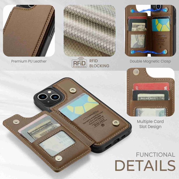 For iPhone 13 CaseMe C22 Card Slots Holder RFID Anti-theft Phone Case(Brown) - HoMEdemic™ 