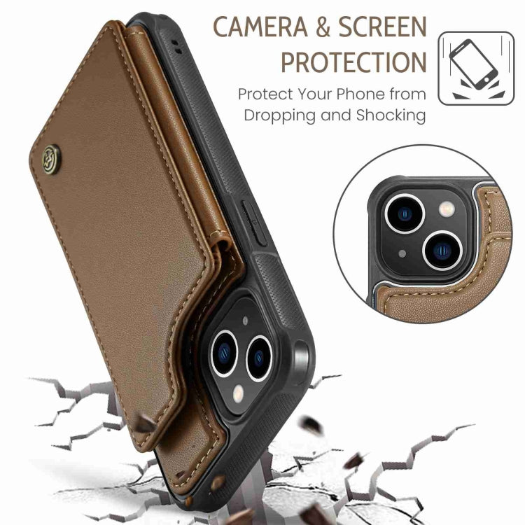 For iPhone 13 CaseMe C22 Card Slots Holder RFID Anti-theft Phone Case(Brown) - HoMEdemic™ 