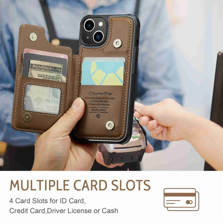 For iPhone 13 CaseMe C22 Card Slots Holder RFID Anti-theft Phone Case(Brown) - HoMEdemic™ 