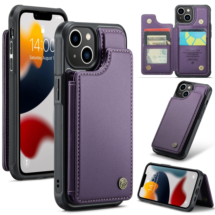 For iPhone 13 CaseMe C22 Card Slots Holder RFID Anti-theft Phone Case(Purple) - HoMEdemic™ 