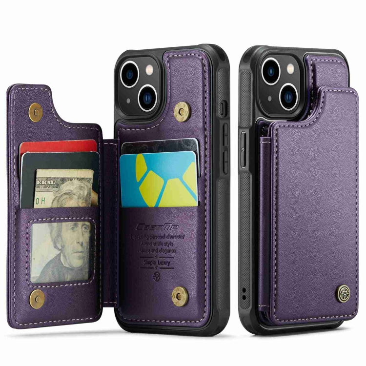 For iPhone 13 CaseMe C22 Card Slots Holder RFID Anti-theft Phone Case(Purple) - HoMEdemic™ 