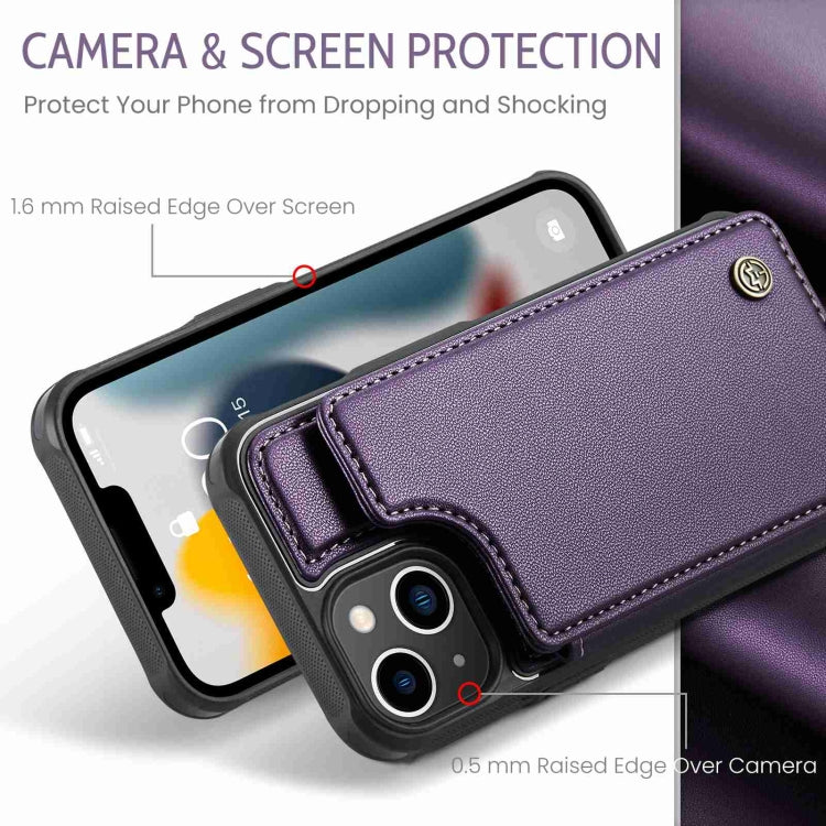 For iPhone 13 CaseMe C22 Card Slots Holder RFID Anti-theft Phone Case(Purple) - HoMEdemic™ 