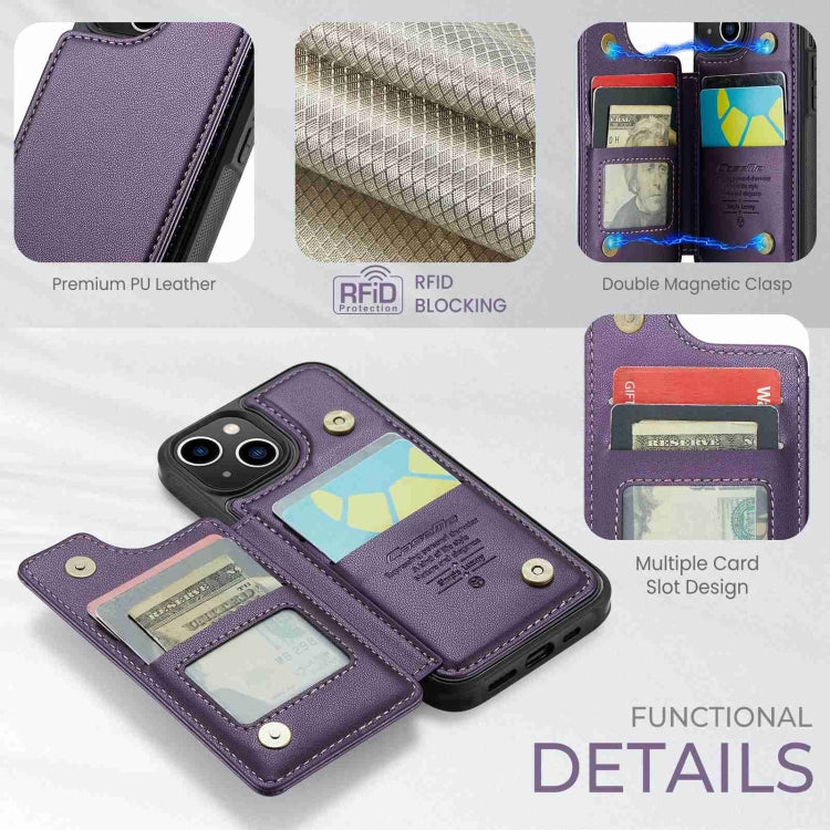 For iPhone 13 CaseMe C22 Card Slots Holder RFID Anti-theft Phone Case(Purple) - HoMEdemic™ 