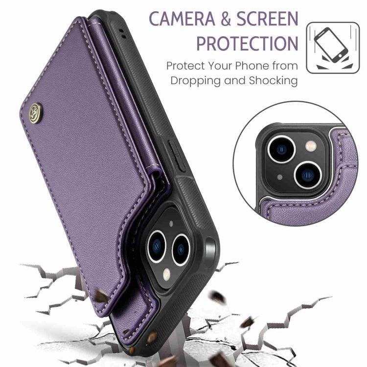 For iPhone 13 CaseMe C22 Card Slots Holder RFID Anti-theft Phone Case(Purple) - HoMEdemic™ 