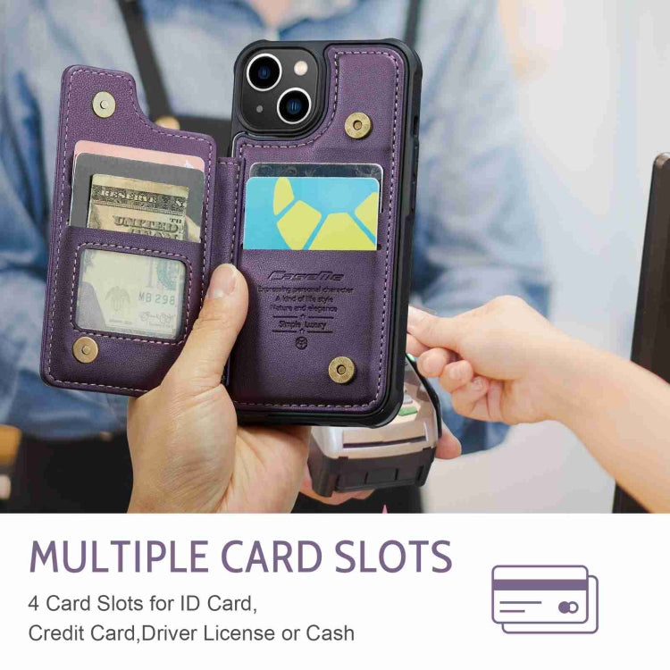 For iPhone 13 CaseMe C22 Card Slots Holder RFID Anti-theft Phone Case(Purple) - HoMEdemic™ 
