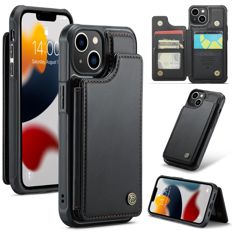 For iPhone 13 CaseMe C22 Card Slots Holder RFID Anti-theft Phone Case(Black) - HoMEdemic™ 