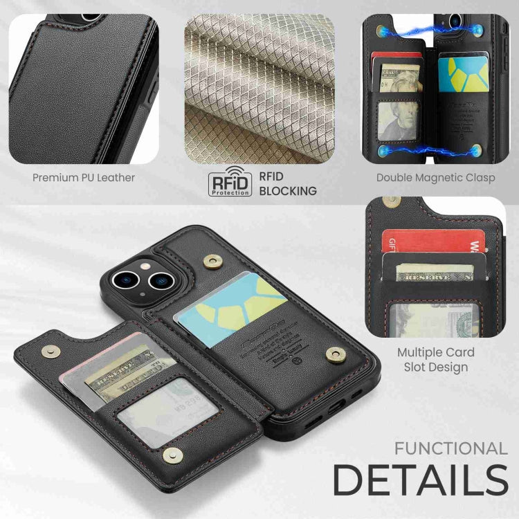 For iPhone 13 CaseMe C22 Card Slots Holder RFID Anti-theft Phone Case(Black) - HoMEdemic™ 