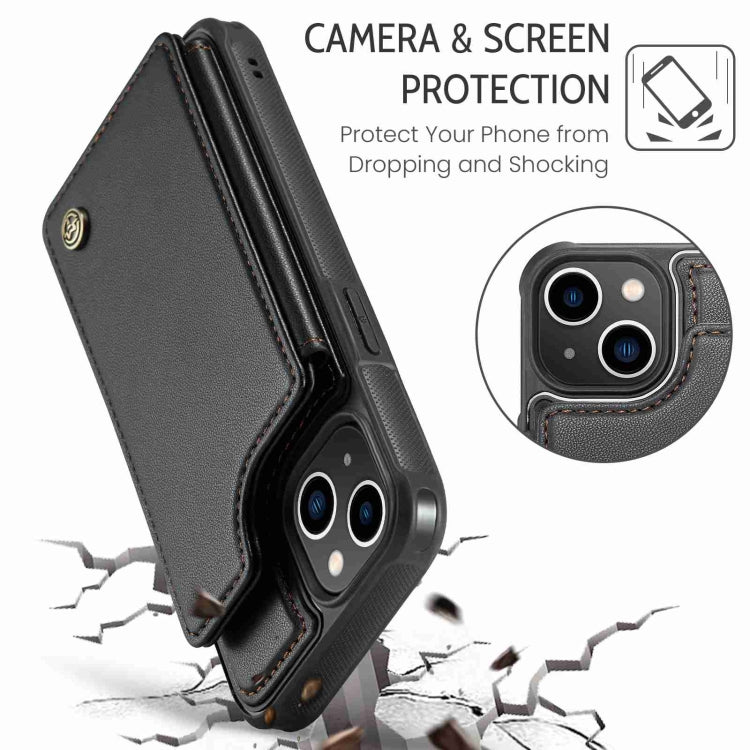 For iPhone 13 CaseMe C22 Card Slots Holder RFID Anti-theft Phone Case(Black) - HoMEdemic™ 