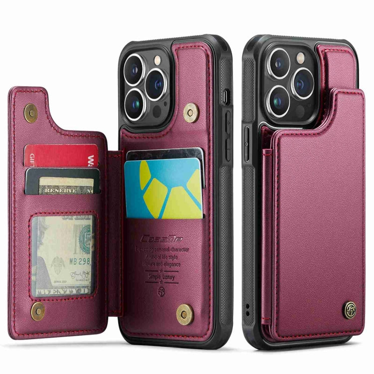 For iPhone 13 Pro CaseMe C22 Card Slots Holder RFID Anti-theft Phone Case(Wine Red) - HoMEdemic™ 
