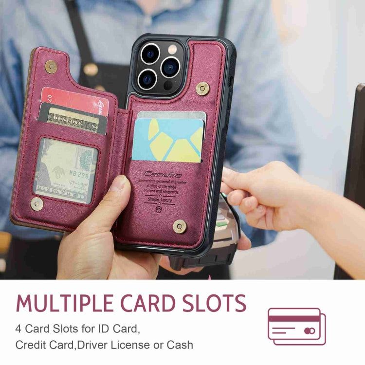 For iPhone 13 Pro CaseMe C22 Card Slots Holder RFID Anti-theft Phone Case(Wine Red) - HoMEdemic™ 