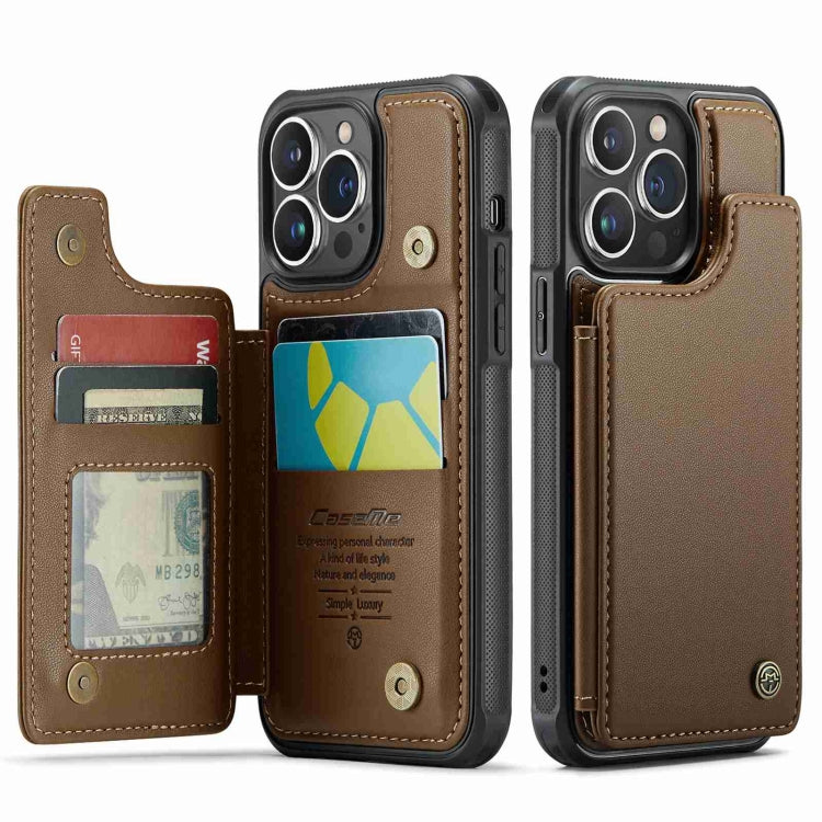 For iPhone 13 Pro CaseMe C22 Card Slots Holder RFID Anti-theft Phone Case(Brown) - HoMEdemic™ 