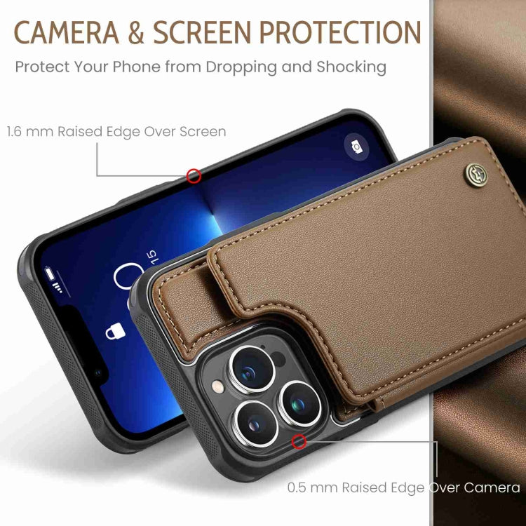 For iPhone 13 Pro CaseMe C22 Card Slots Holder RFID Anti-theft Phone Case(Brown) - HoMEdemic™ 