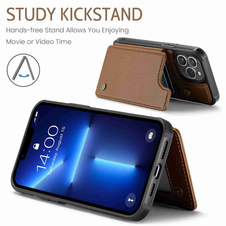 For iPhone 13 Pro CaseMe C22 Card Slots Holder RFID Anti-theft Phone Case(Brown) - HoMEdemic™ 
