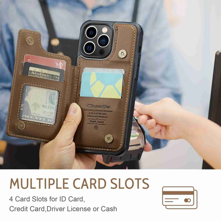 For iPhone 13 Pro CaseMe C22 Card Slots Holder RFID Anti-theft Phone Case(Brown) - HoMEdemic™ 