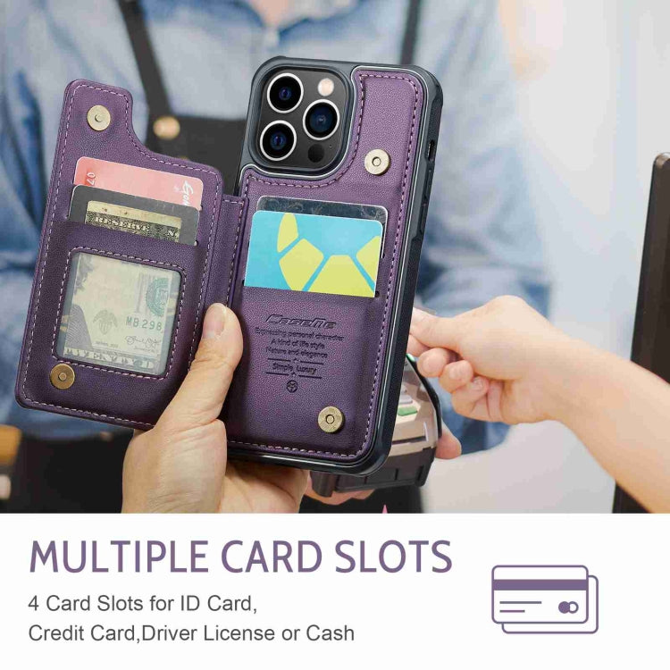 For iPhone 13 Pro CaseMe C22 Card Slots Holder RFID Anti-theft Phone Case(Purple) - HoMEdemic™ 