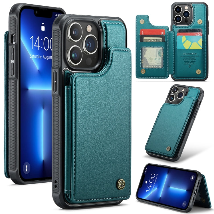 For iPhone 13 Pro Max CaseMe C22 Card Slots Holder RFID Anti-theft Phone Case(Blue Green) - HoMEdemic™ 