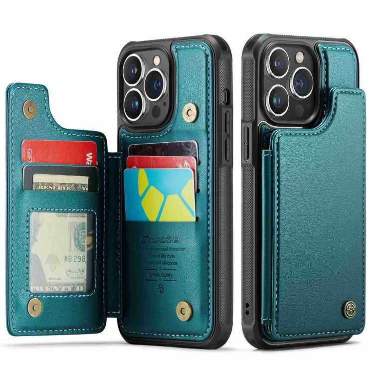 For iPhone 13 Pro Max CaseMe C22 Card Slots Holder RFID Anti-theft Phone Case(Blue Green) - HoMEdemic™ 