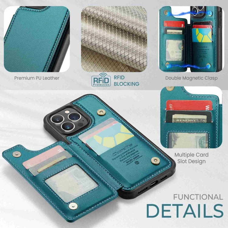 For iPhone 13 Pro Max CaseMe C22 Card Slots Holder RFID Anti-theft Phone Case(Blue Green) - HoMEdemic™ 