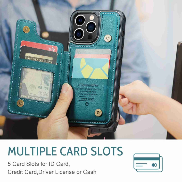 For iPhone 13 Pro Max CaseMe C22 Card Slots Holder RFID Anti-theft Phone Case(Blue Green) - HoMEdemic™ 