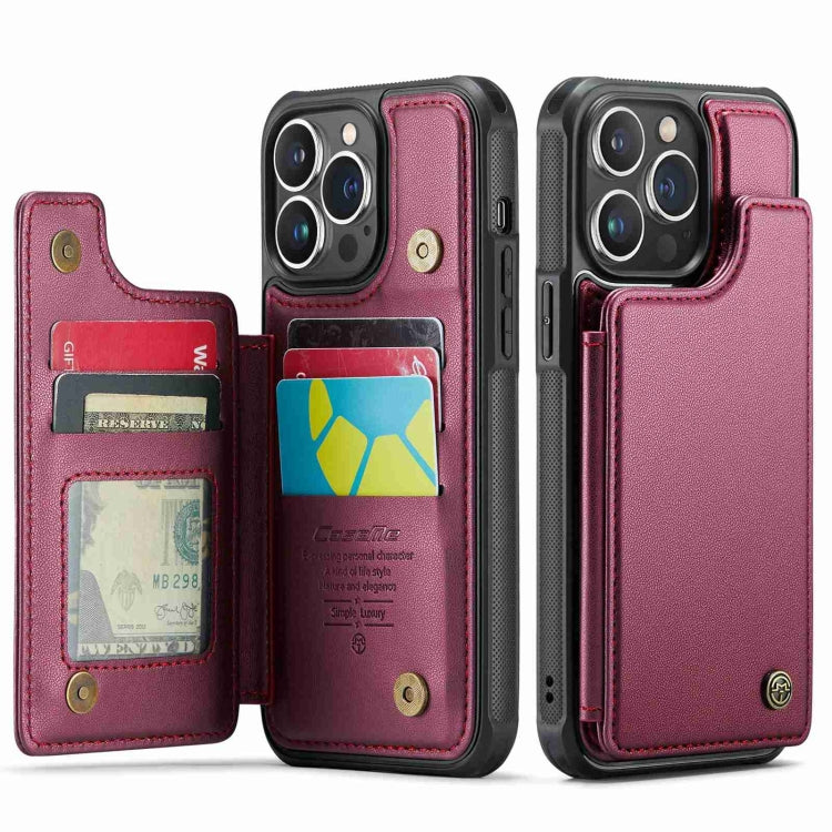 For iPhone 13 Pro Max CaseMe C22 Card Slots Holder RFID Anti-theft Phone Case(Wine Red) - HoMEdemic™ 