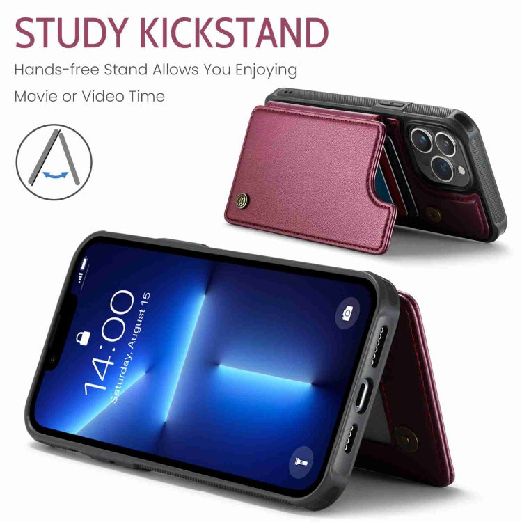 For iPhone 13 Pro Max CaseMe C22 Card Slots Holder RFID Anti-theft Phone Case(Wine Red) - HoMEdemic™ 