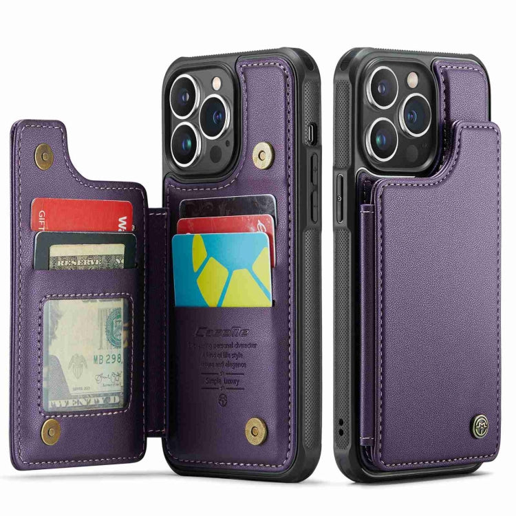 For iPhone 13 Pro Max CaseMe C22 Card Slots Holder RFID Anti-theft Phone Case(Purple) - HoMEdemic™ 