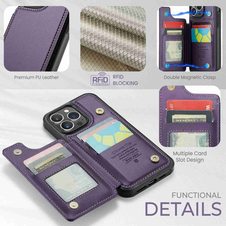 For iPhone 13 Pro Max CaseMe C22 Card Slots Holder RFID Anti-theft Phone Case(Purple) - HoMEdemic™ 