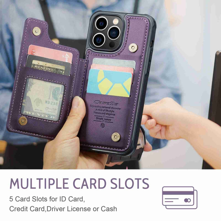 For iPhone 13 Pro Max CaseMe C22 Card Slots Holder RFID Anti-theft Phone Case(Purple) - HoMEdemic™ 