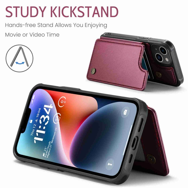 For iPhone 14 CaseMe C22 Card Slots Holder RFID Anti-theft Phone Case(Wine Red) - HoMEdemic™ 
