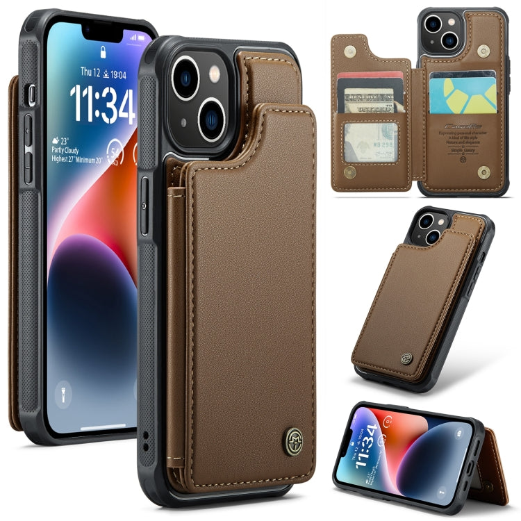 For iPhone 14 CaseMe C22 Card Slots Holder RFID Anti-theft Phone Case(Brown) - HoMEdemic™ 