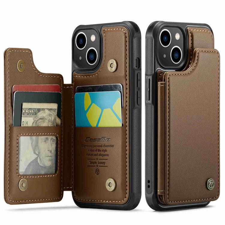 For iPhone 14 CaseMe C22 Card Slots Holder RFID Anti-theft Phone Case(Brown) - HoMEdemic™ 