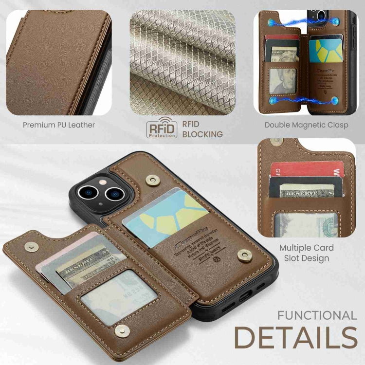 For iPhone 14 CaseMe C22 Card Slots Holder RFID Anti-theft Phone Case(Brown) - HoMEdemic™ 