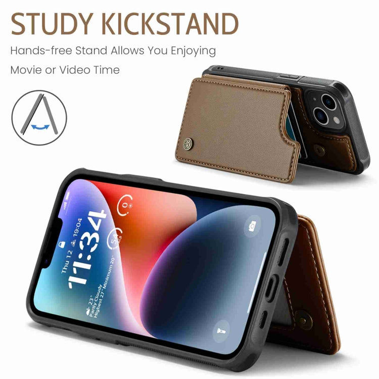 For iPhone 14 CaseMe C22 Card Slots Holder RFID Anti-theft Phone Case(Brown) - HoMEdemic™ 