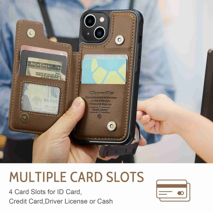 For iPhone 14 CaseMe C22 Card Slots Holder RFID Anti-theft Phone Case(Brown) - HoMEdemic™ 