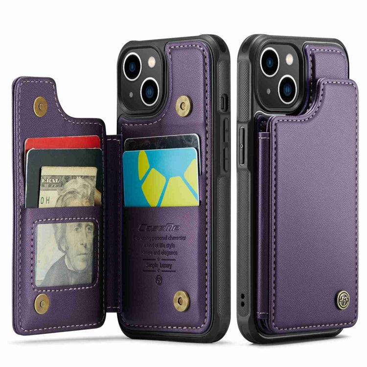 For iPhone 14 CaseMe C22 Card Slots Holder RFID Anti-theft Phone Case(Purple) - HoMEdemic™ 