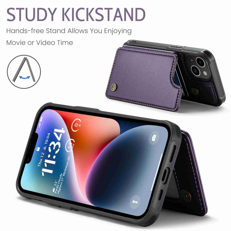 For iPhone 14 CaseMe C22 Card Slots Holder RFID Anti-theft Phone Case(Purple) - HoMEdemic™ 