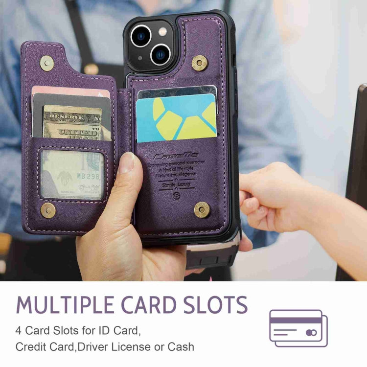 For iPhone 14 CaseMe C22 Card Slots Holder RFID Anti-theft Phone Case(Purple) - HoMEdemic™ 