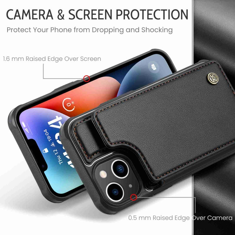 For iPhone 14 CaseMe C22 Card Slots Holder RFID Anti-theft Phone Case(Black) - HoMEdemic™ 