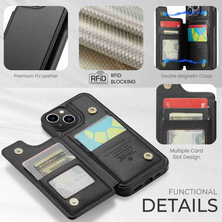 For iPhone 14 CaseMe C22 Card Slots Holder RFID Anti-theft Phone Case(Black) - HoMEdemic™ 