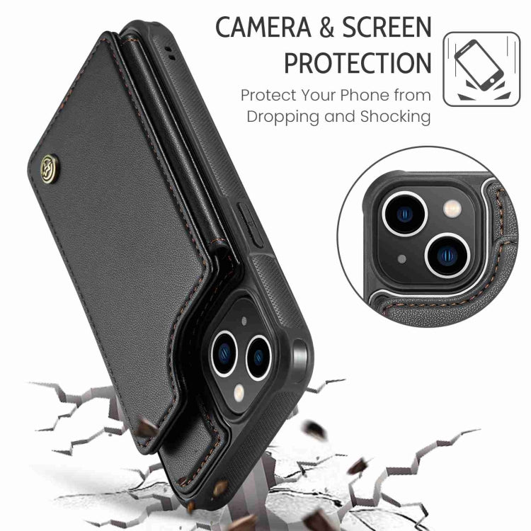 For iPhone 14 CaseMe C22 Card Slots Holder RFID Anti-theft Phone Case(Black) - HoMEdemic™ 