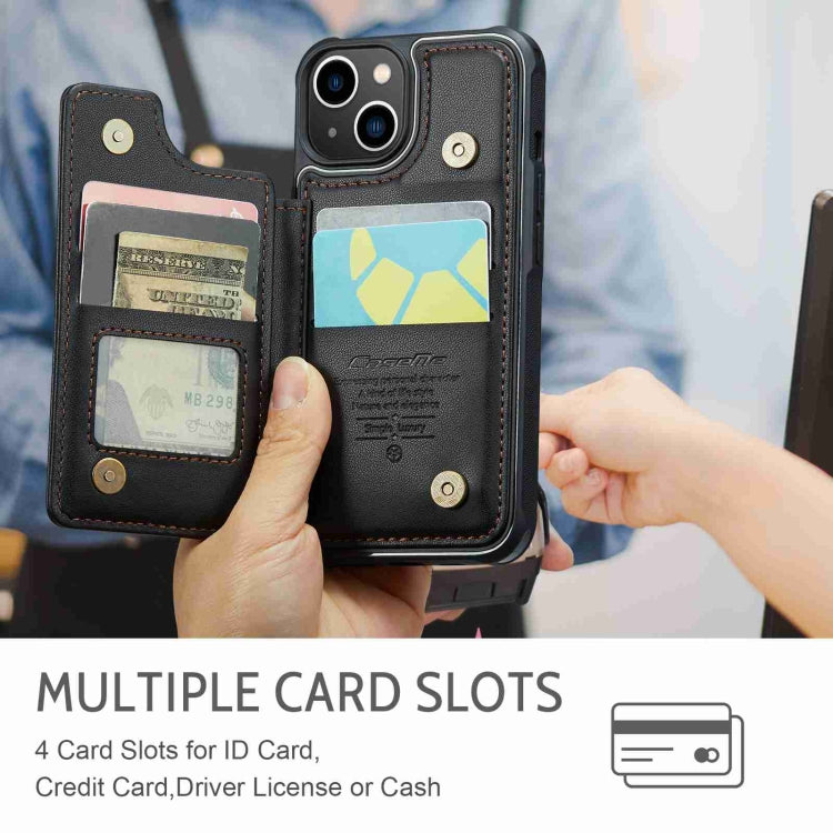 For iPhone 14 CaseMe C22 Card Slots Holder RFID Anti-theft Phone Case(Black) - HoMEdemic™ 