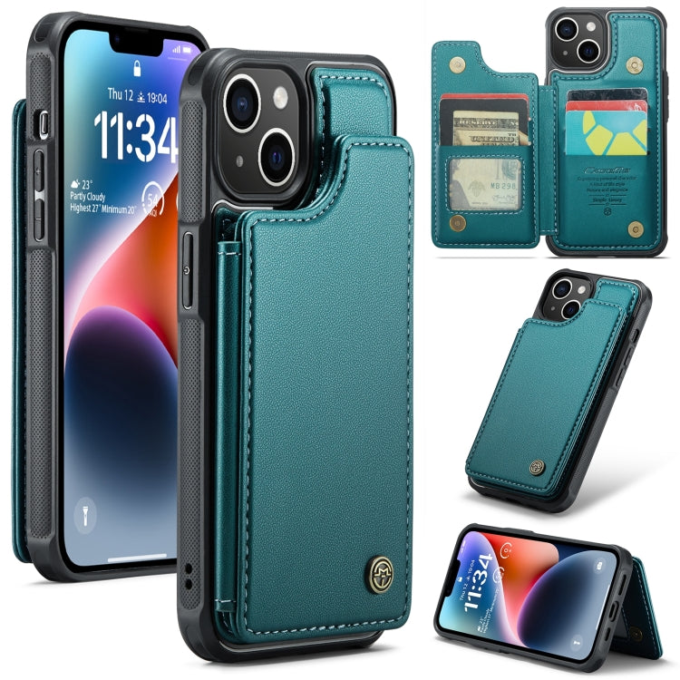 For iPhone 14 Plus CaseMe C22 Card Slots Holder RFID Anti-theft Phone Case(Blue Green) - HoMEdemic™ 